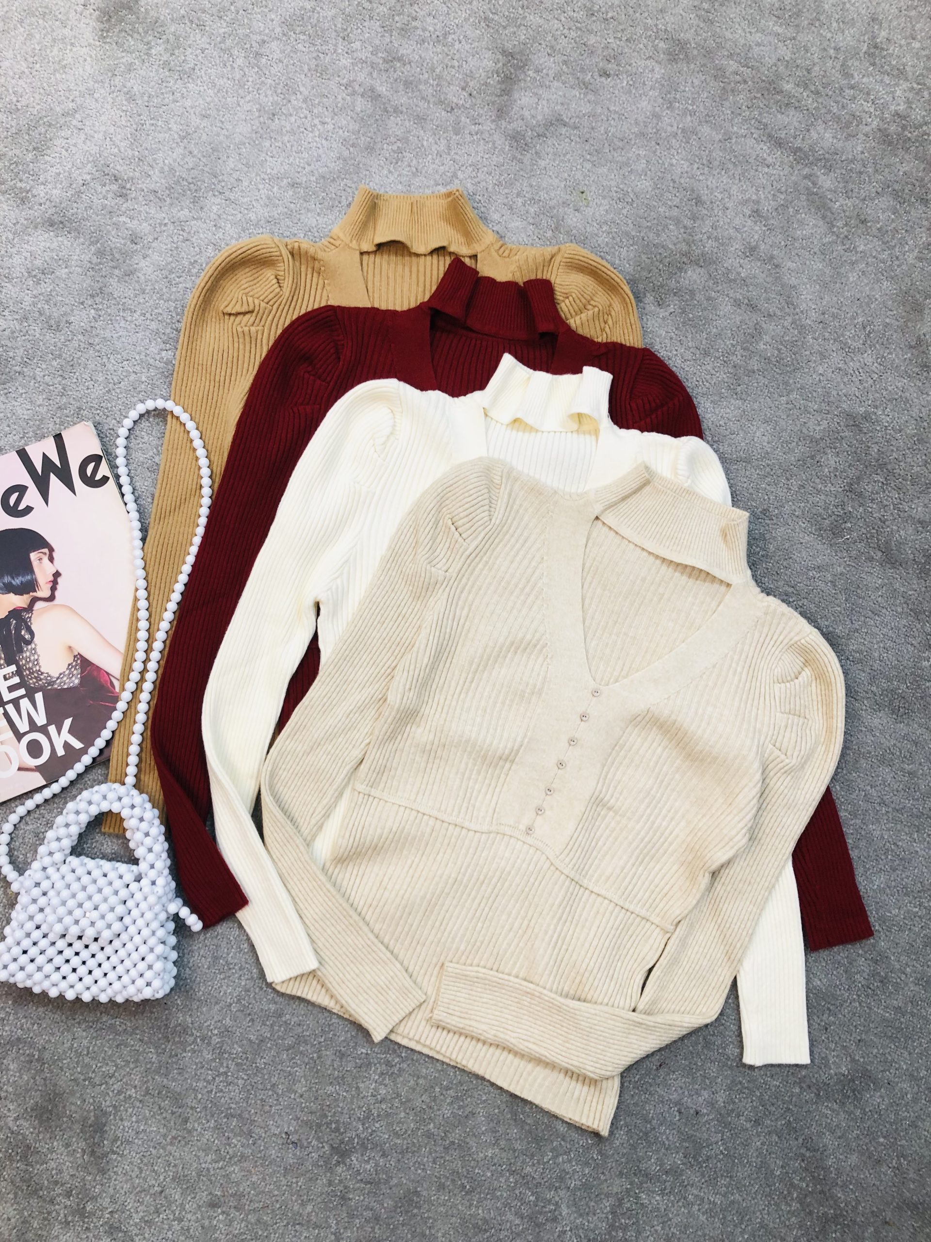 بافت یقه هفت جلو دکمه پفی (3708)