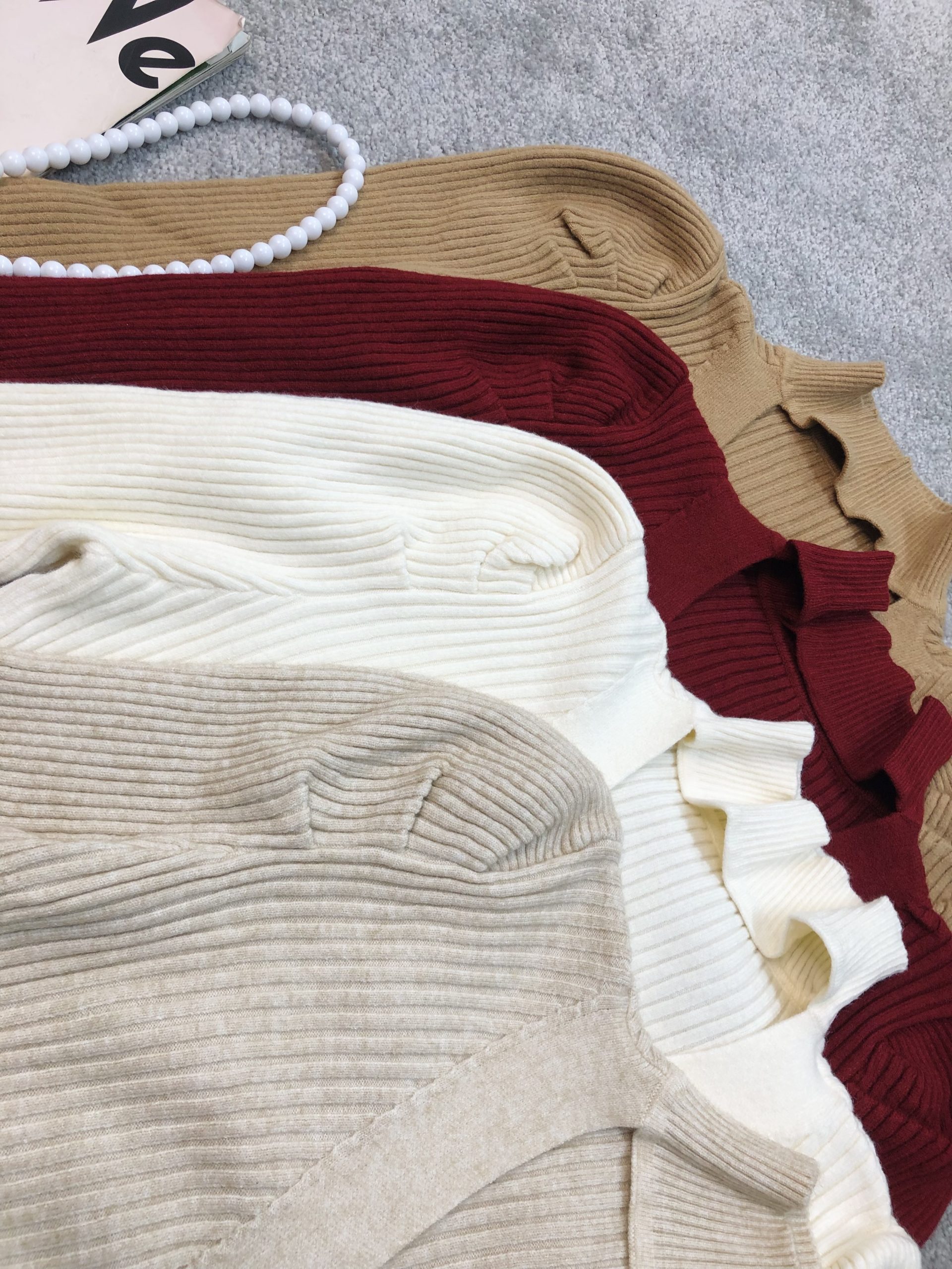 بافت یقه هفت جلو دکمه پفی (3708) - Image 5