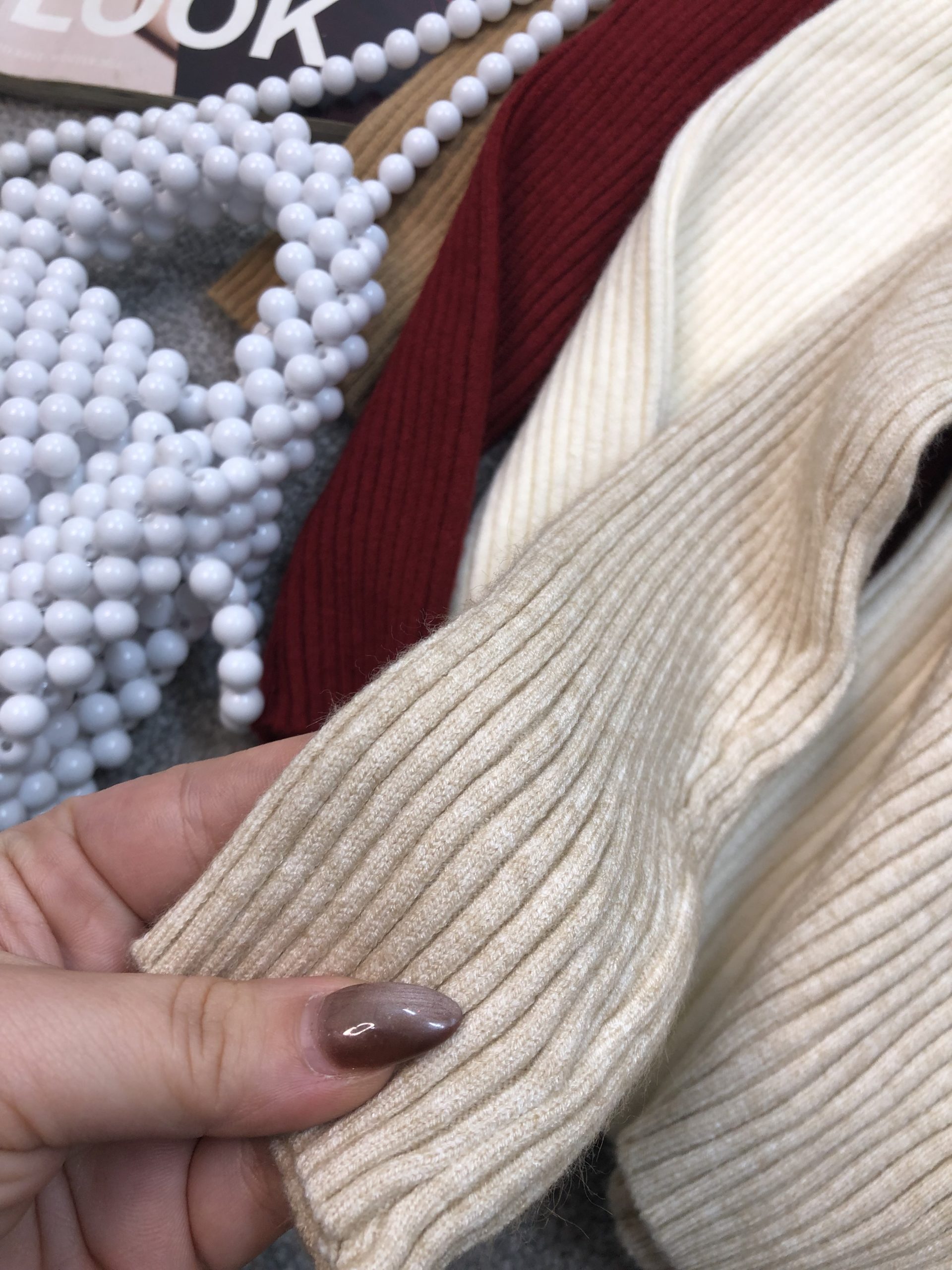 بافت یقه هفت جلو دکمه پفی (3708) - Image 6