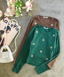 کراپ تیشرت گلدوزی دونه برفی(3707)