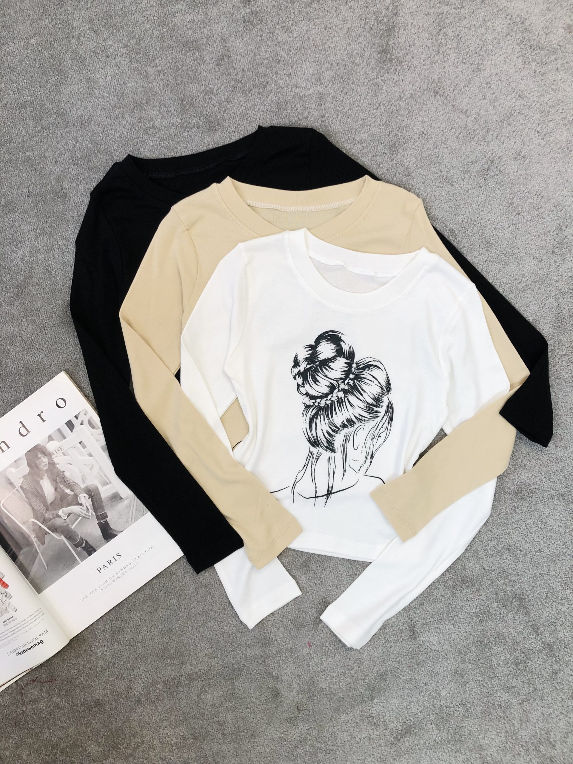 کراپ چاپ دختر استین بلند (3695)