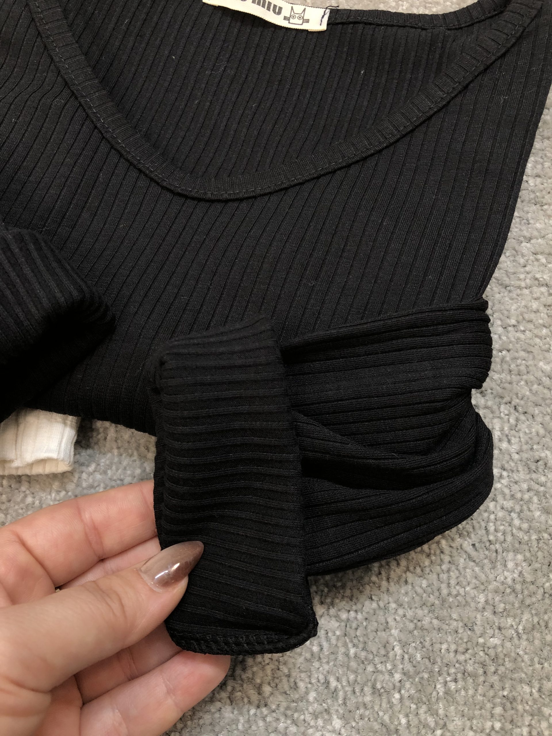 کراپ یقه 7 استین بلند سفیدمشکی (3683) - Image 4