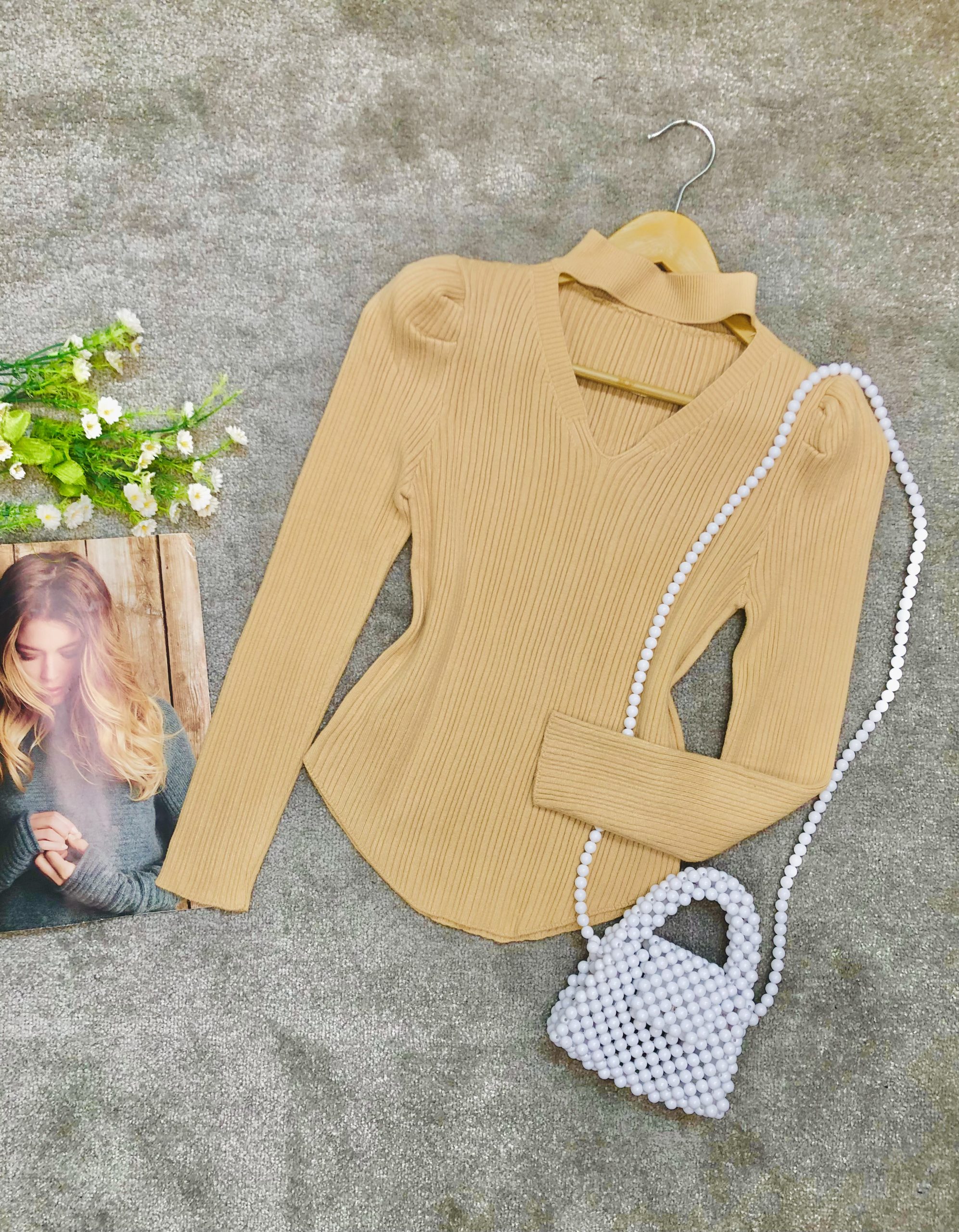 بافت وارداتی استین پف یقه هفت گردنی (3694) - Image 2