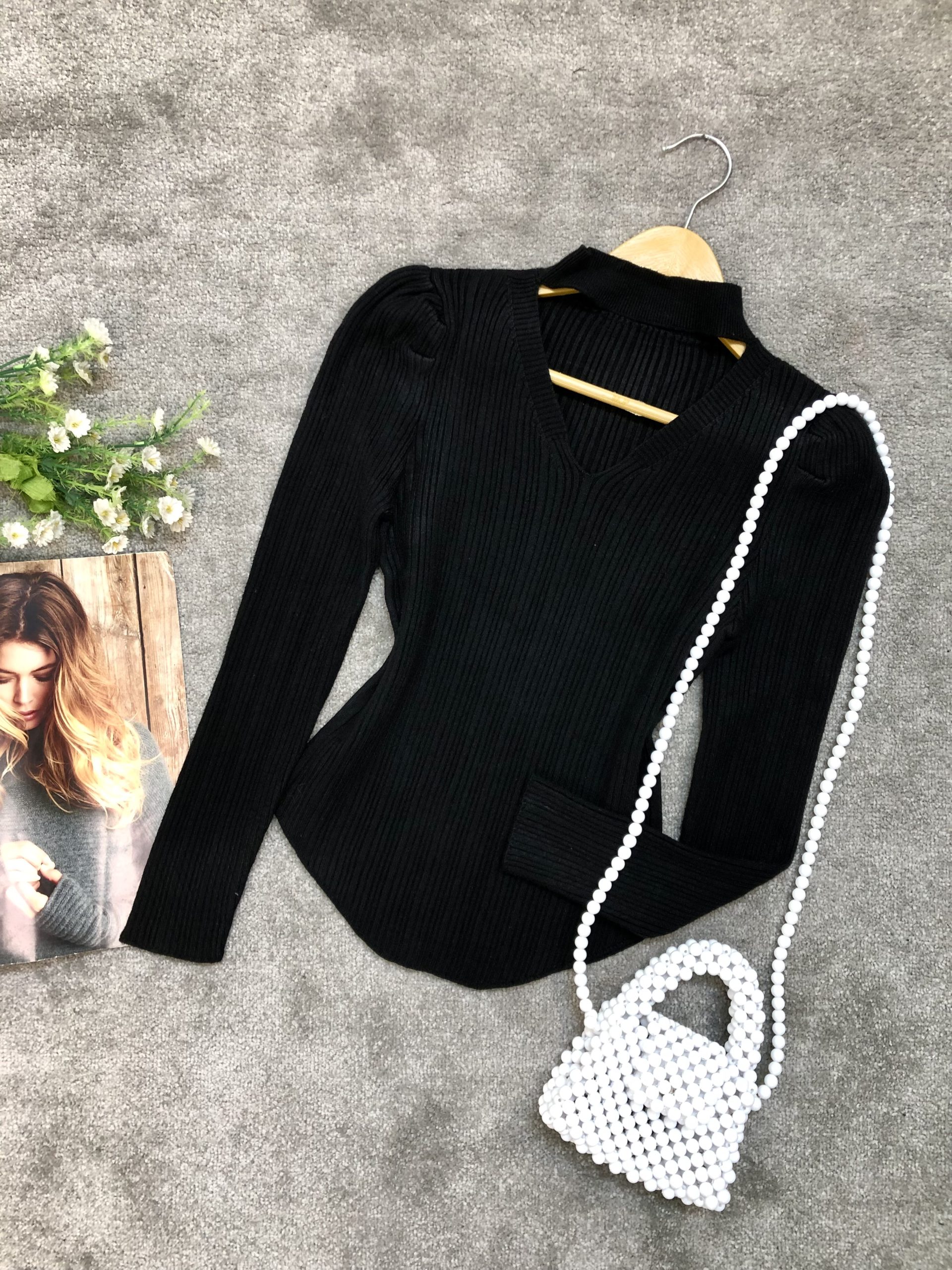 بافت وارداتی استین پف یقه هفت گردنی (3694) - Image 5