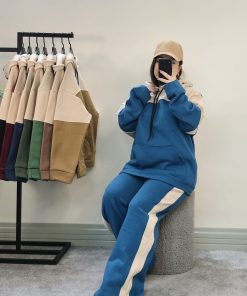 ست هودی بگ دورنگ ترکیبی (3160) - سبز چمنی