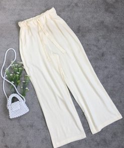 شلوار بگ لینن جلو بند دار (1578)