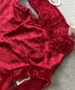 Alternative view of سارافون مخمل قرمز بلند یقه ایستاده (2881)