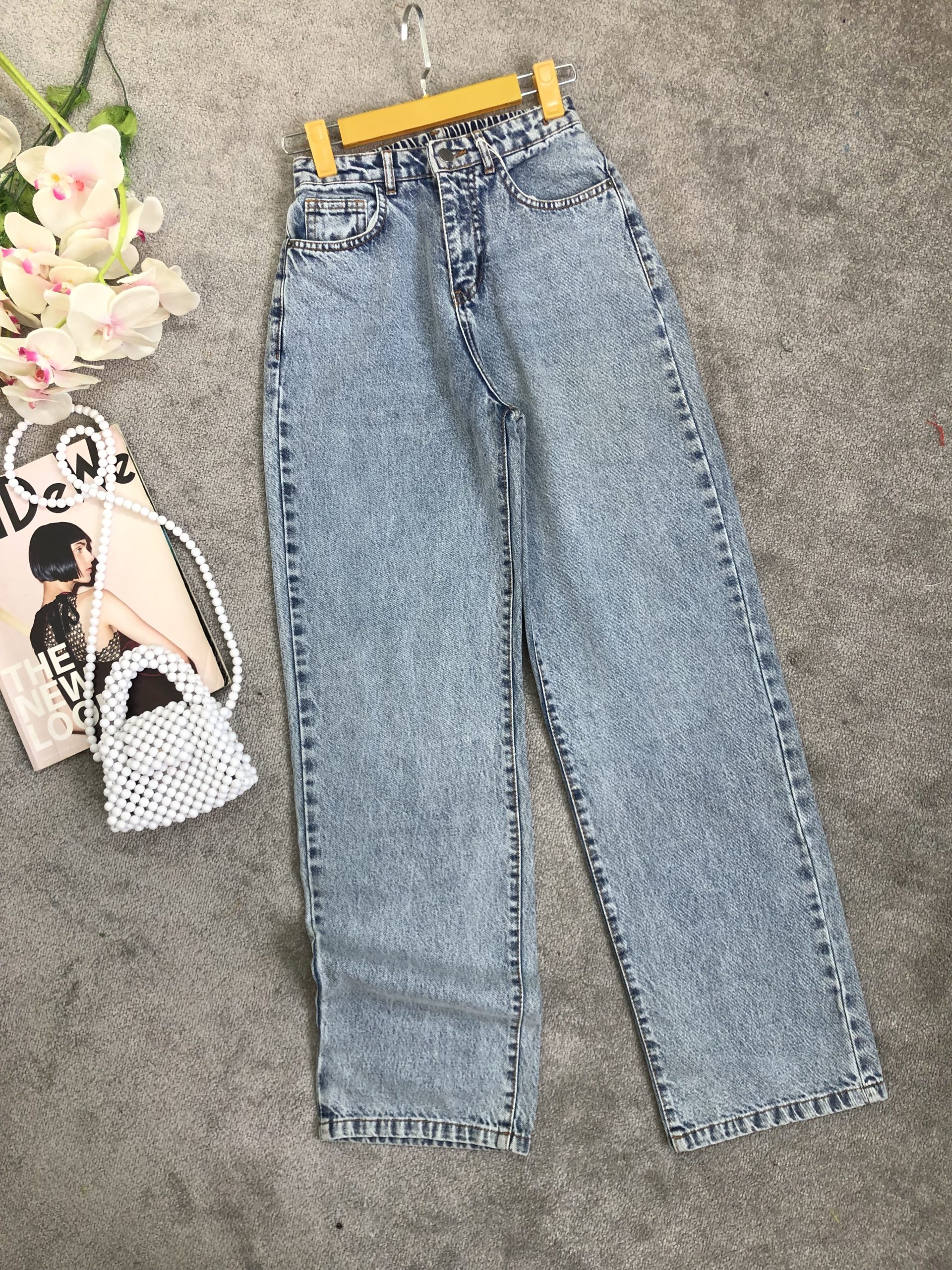 شلوار نیم بگ ابی (400640)