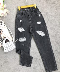 شلوار مام زاپ دار ذغالی (1490)