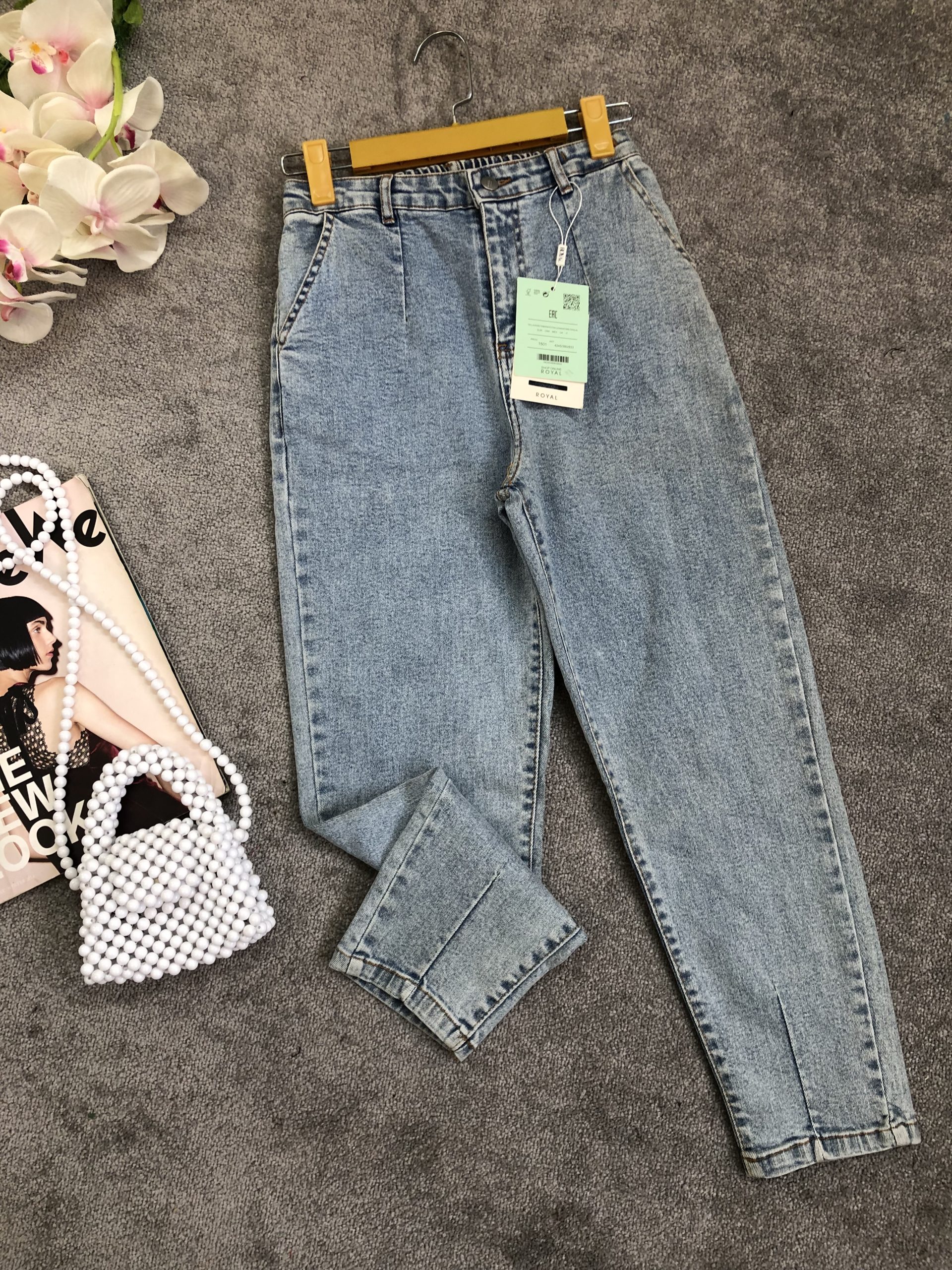 شلوار مام فیت ابی روشن (400665)