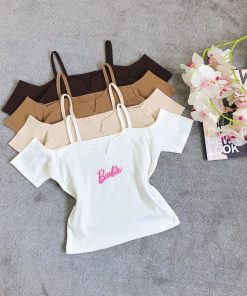 کراپ سرشانه باز گلدوزی باربی(3858)
