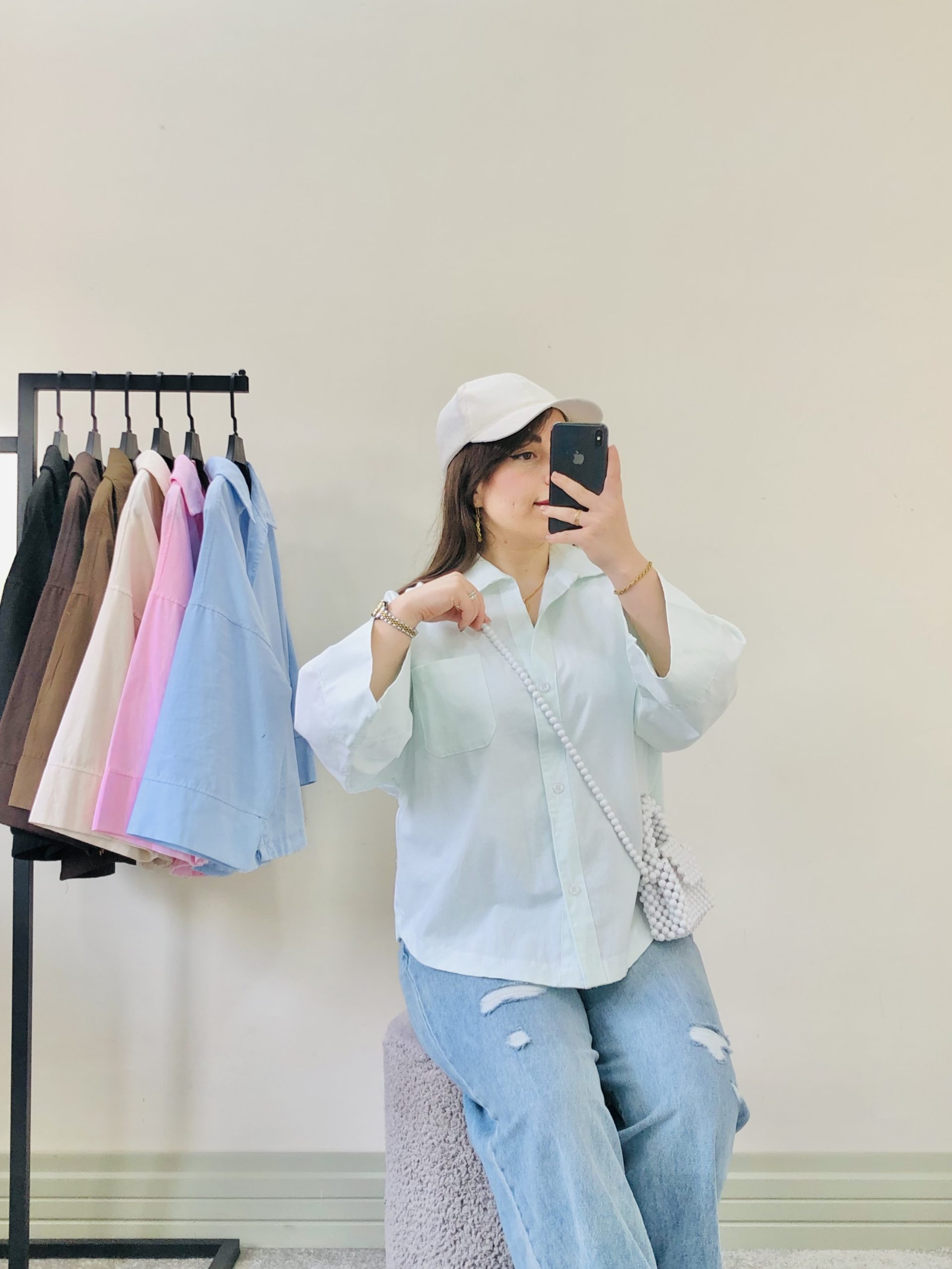 شومیز باکسی یقه هفت کوتاه (3891) - Image 2