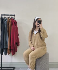 ست سوییشرت و اسلش مخمل کبریتی (3925) - تصویر 3