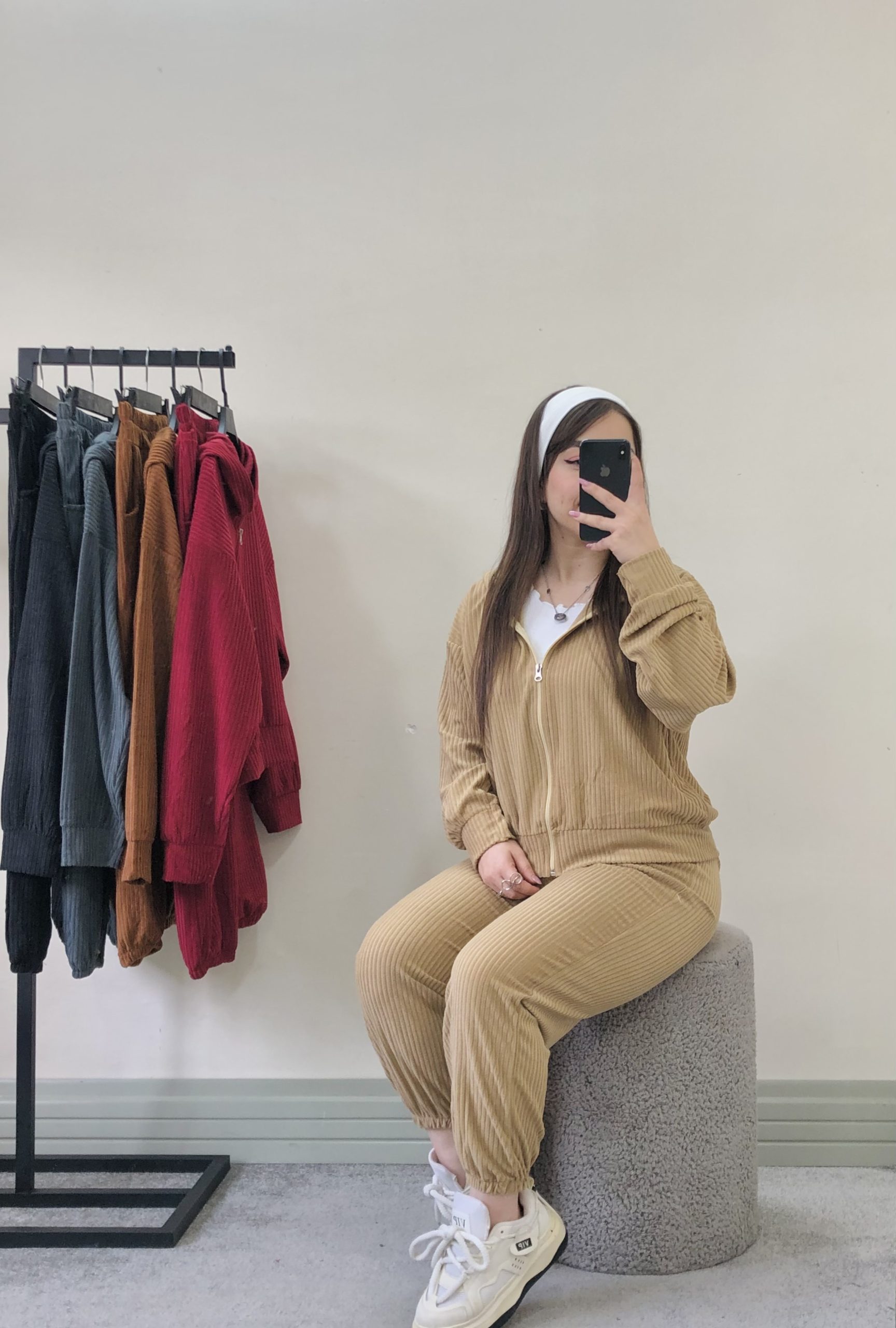 ست سوییشرت و اسلش مخمل کبریتی (3925) - تصویر 3