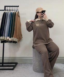 ست یقه دار نیم زیپ miu miu ر(3945)